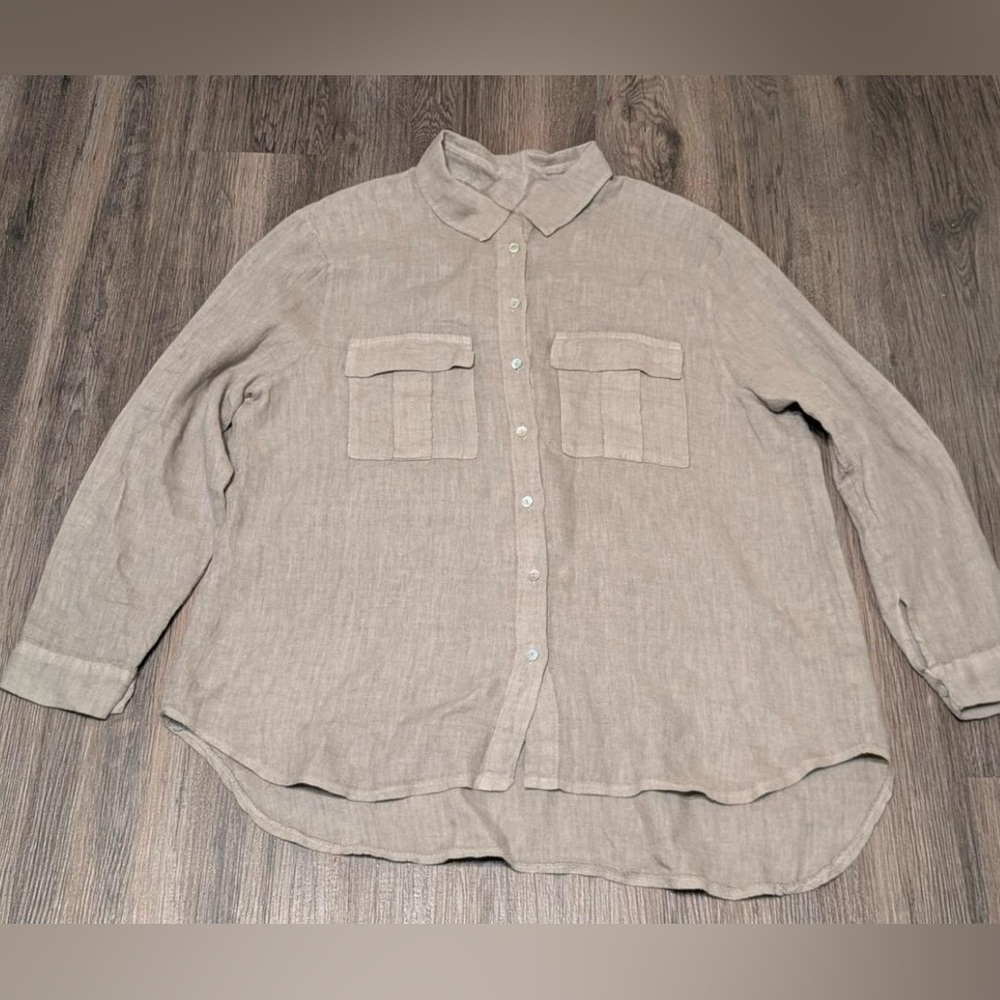 Linen Beige Casual Shirt Made in Italy